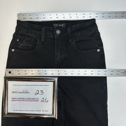 Judy Blue Jeans Womens 0 24 Straight Leg Black Stretch Denim Split Hems EUC