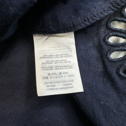 J Crew Dress Medium Navy Blue Linen Cotton Lightweight Womens Coastal Beachy