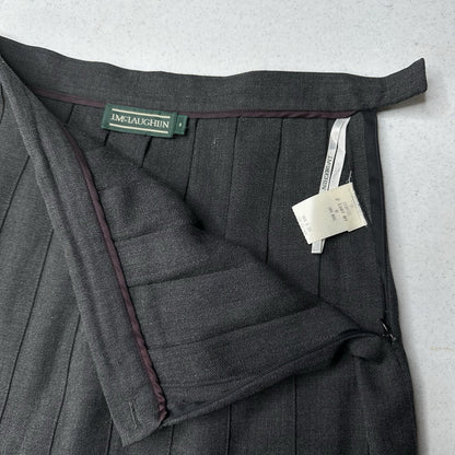 J McLaughlin Skirt Womens 8 Pleated Wool Gray Zip Academia Preppy Luxury *Flaw