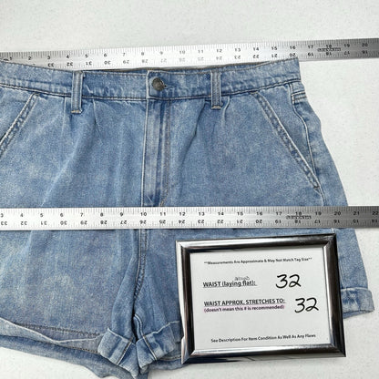 American Eagle Shorts 12 Mom High Rise Denim Blue Jean Cuffed Short Light Wash