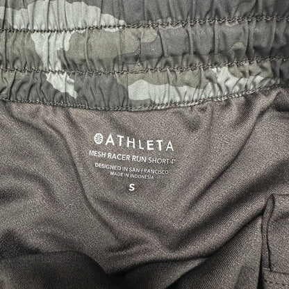 Athleta Shorts Womens Small Mesh Racer Run 4" Short Green Camo Beach Light EUC