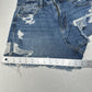 American Eagle Shorts Womens 10 Mom High Rise Blue Jean Denim Distressed Grunge