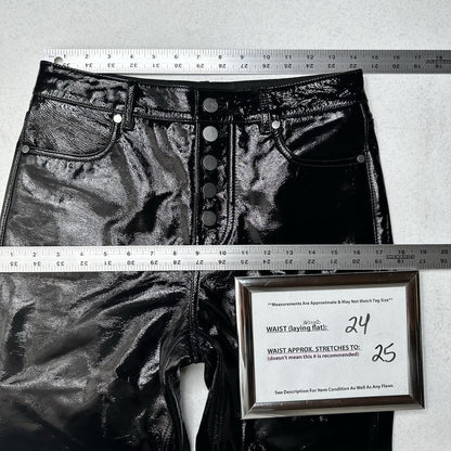 BLDWN Parker Leather Pants Womens 25 Straight Crop Black Genuine Leather EUC