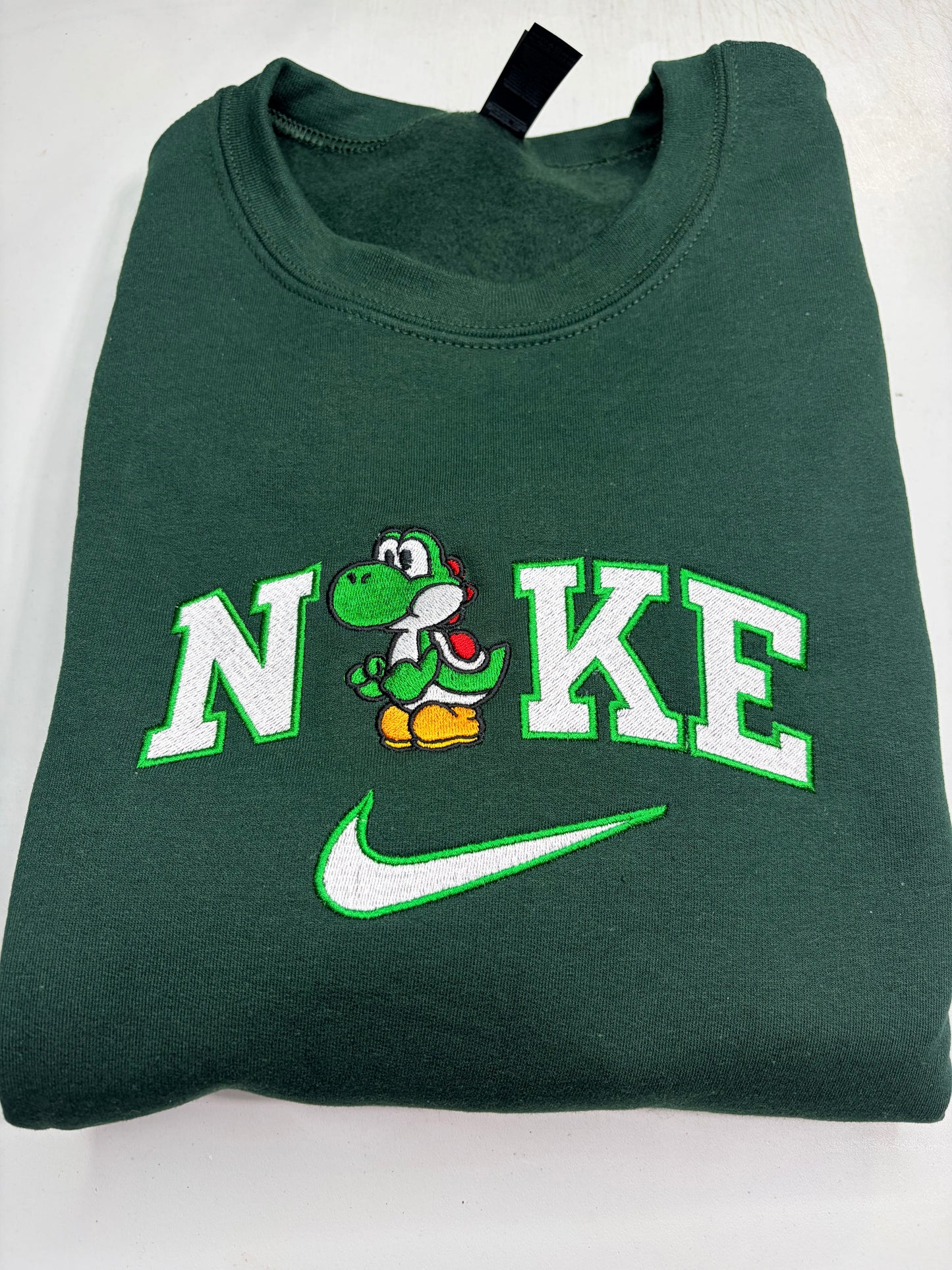 Nike Mario Bros Yoshi Embroidered ADULT Hoodie / Crewneck Sweatshirt Unisex Video Gamer Gift
