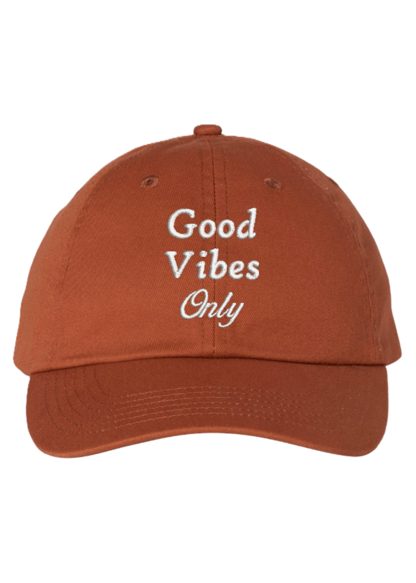 GOOD VIBES Only Embroidered Dad Hat Unstructured Cotton Twill Adjustable Closure Casual Boho Preppy Peaceful Happy Affirmation Gift