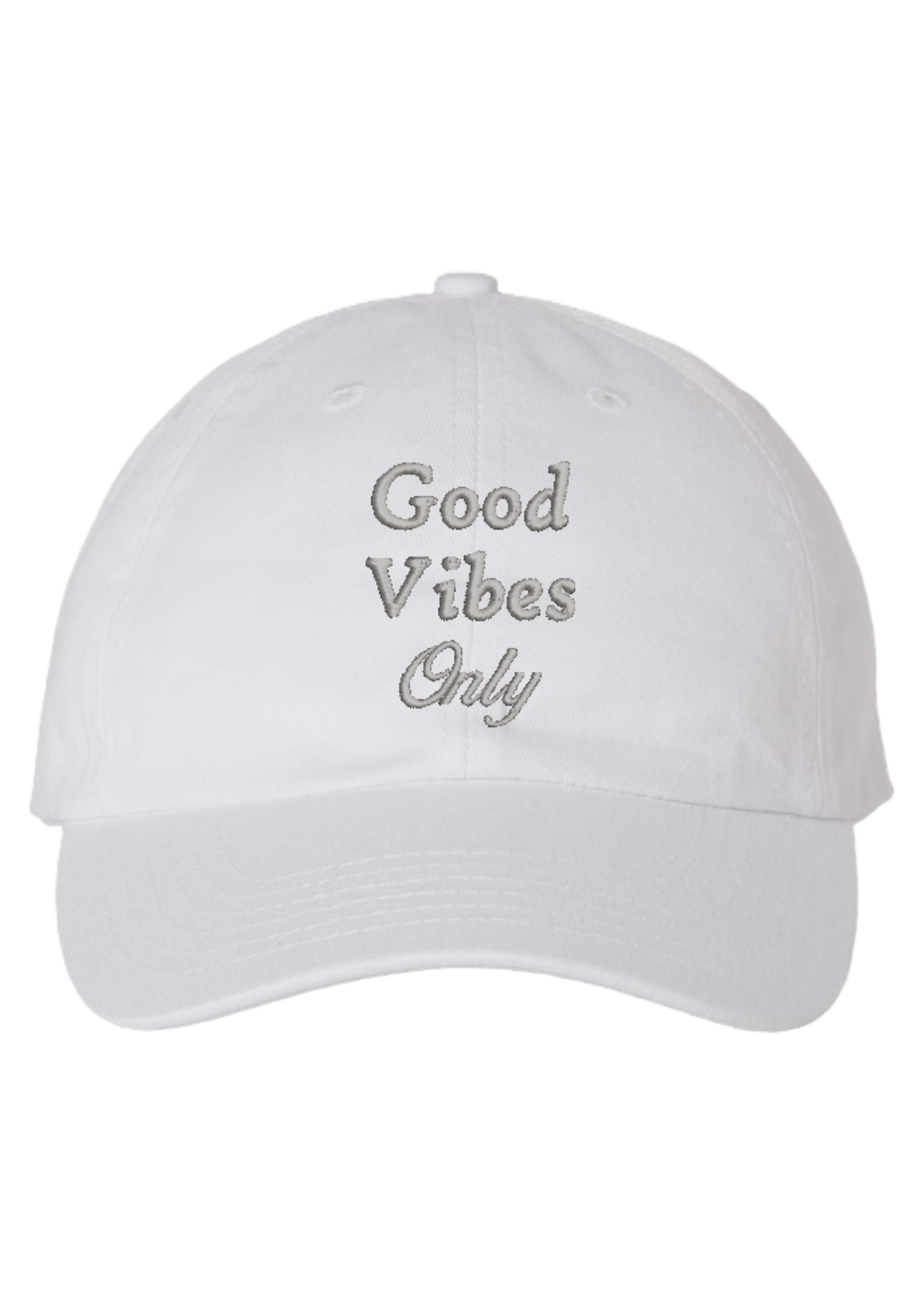 GOOD VIBES Only Embroidered Dad Hat Unstructured Cotton Twill Adjustable Closure Casual Boho Preppy Peaceful Happy Affirmation Gift