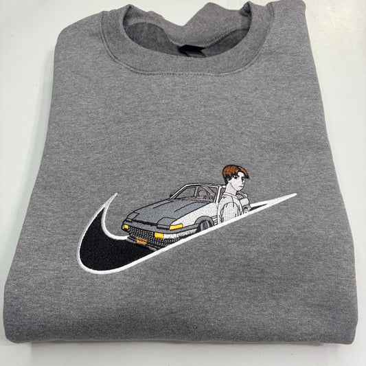 Nike Initial D Takumi Embroidered ADULT Hoodie / Crewneck Sweatshirt Unisex AE86 Anime Racing