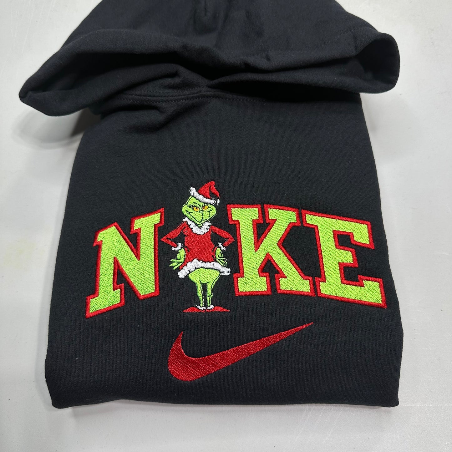 Nike Grinch Embroidered YOUTH Hoodie / Crewneck Sweatshirt Kids Boy Girl Unisex Grinch Green Font