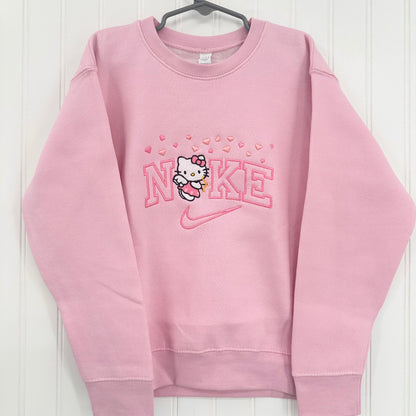 Nike Hello Kitty Hearts Sweatshirt Embroidered TODDLER Crewneck Cat Anime Girly Cozy Gift