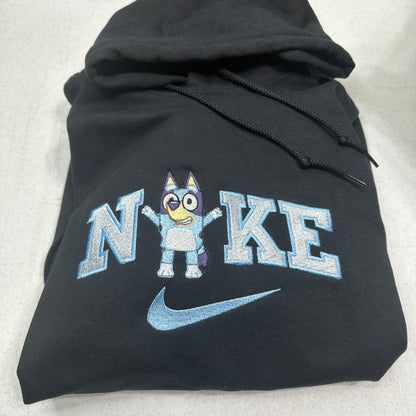 Nike Bluey Sweatshirt Embroidered ADULT Hoodie / Crewneck Unisex Dog Sisters Best Friends Cartoon