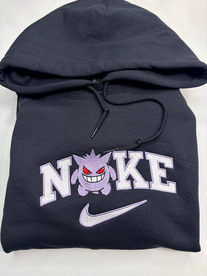 Nike Pokemon Gengar Embroidered YOUTH Hoodie / Crewneck Sweatshirt Kids Boy Girl Unisex Video Gamer Gift