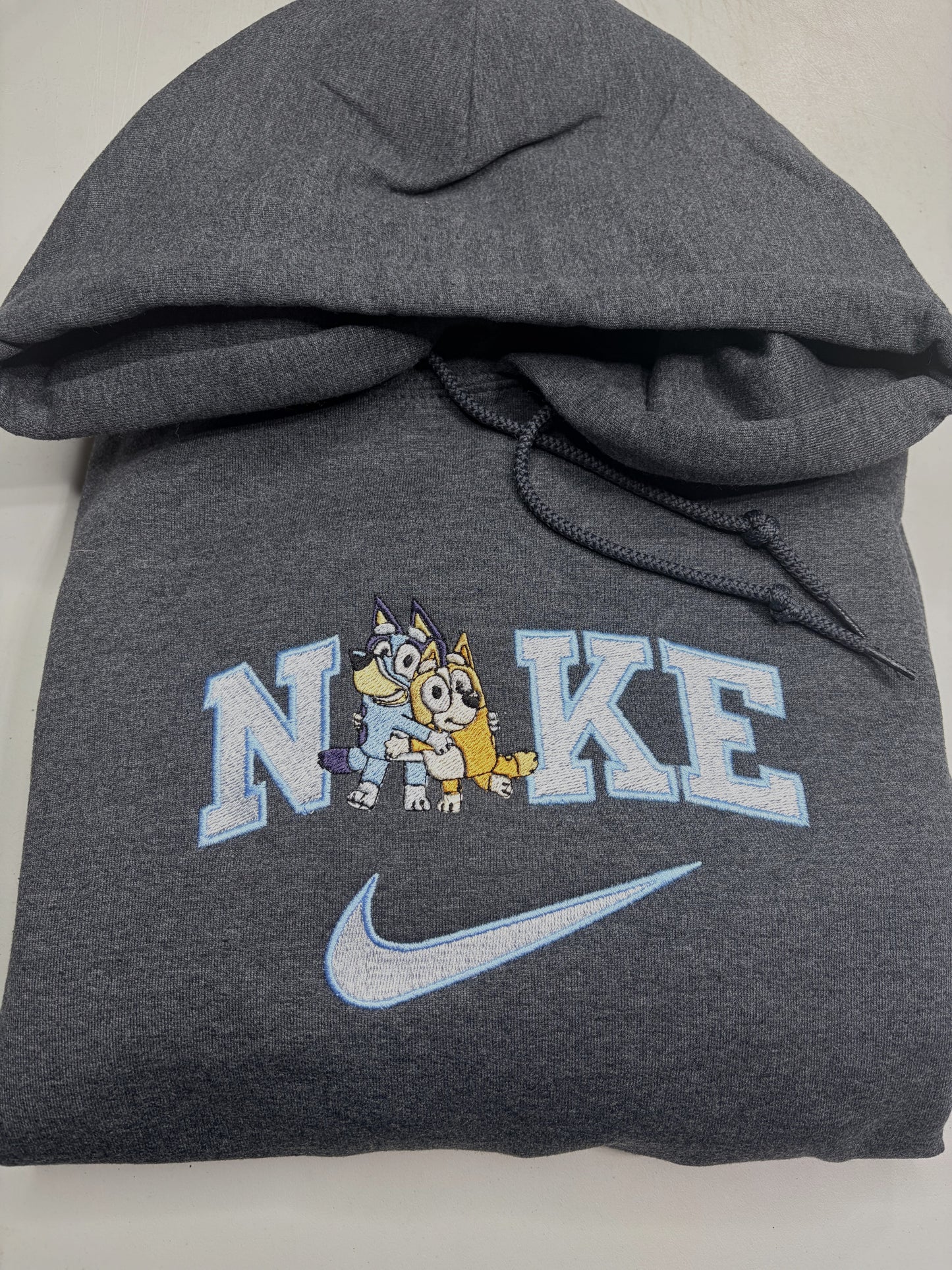 Nike Bluey Bingo Sweatshirt Embroidered ADULT Hoodie / Crewneck Unisex Best Friend Dog Sisters Cartoon Gift