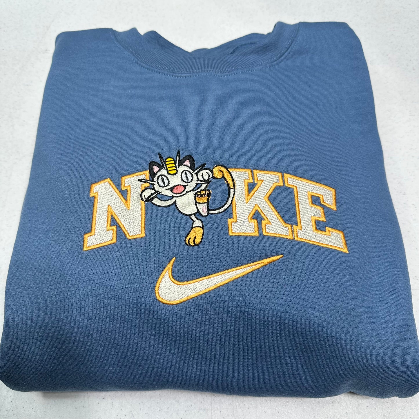 Nike Pokemon Meowth Embroidered ADULT Hoodie / Crewneck Sweatshirt Unisex Anime Cartoon Video Gamer Gift