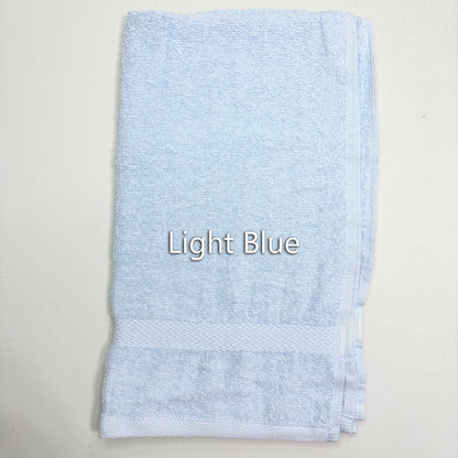 Light blue towel with 'Light Blue' text on a white background