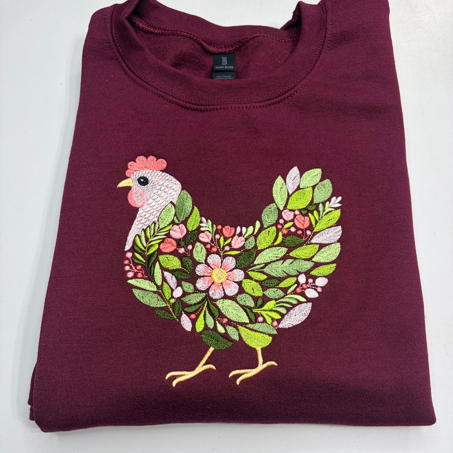 Chicken Embroidered YOUTH Hoodie / Crewneck Sweatshirt Kids Boy Girl Unisex Floral Hen Farm Animal Gift