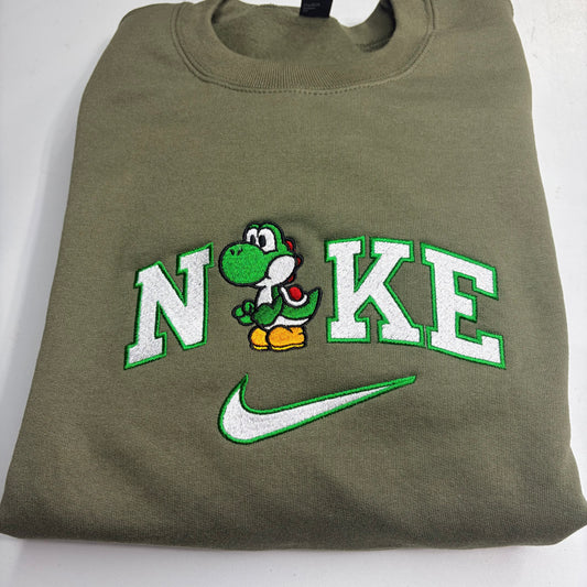 Nike Mario Bros Yoshi Embroidered ADULT Hoodie / Crewneck Sweatshirt Unisex Video Gamer Gift