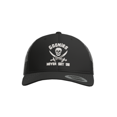 Never Say Die Embroidered Black Hat Yupoong Retro Trucker Mesh Snapback Casual Funny Novelty Hat 80s Lover Gift