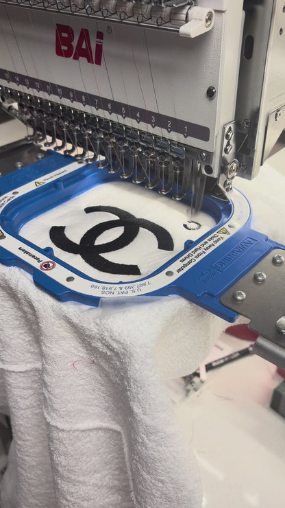 Chanel Style Embroidered Hand Towel Set WHITE