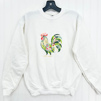 Chicken Sweatshirt YOUTH Embroidered Floral Rooster Kids Unisex Crewneck Sweatshirt Farm