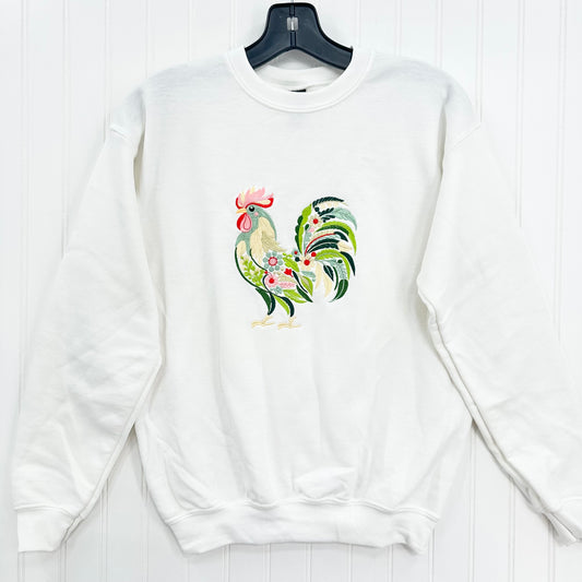 Chicken Sweatshirt YOUTH Embroidered Floral Rooster Kids Unisex Crewneck Sweatshirt Farm