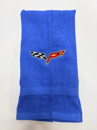 Chevy Corvette Towels Embroidered Hand Towel Bathroom Home Decor C4 C5 C6 Vette Car Racing Gift