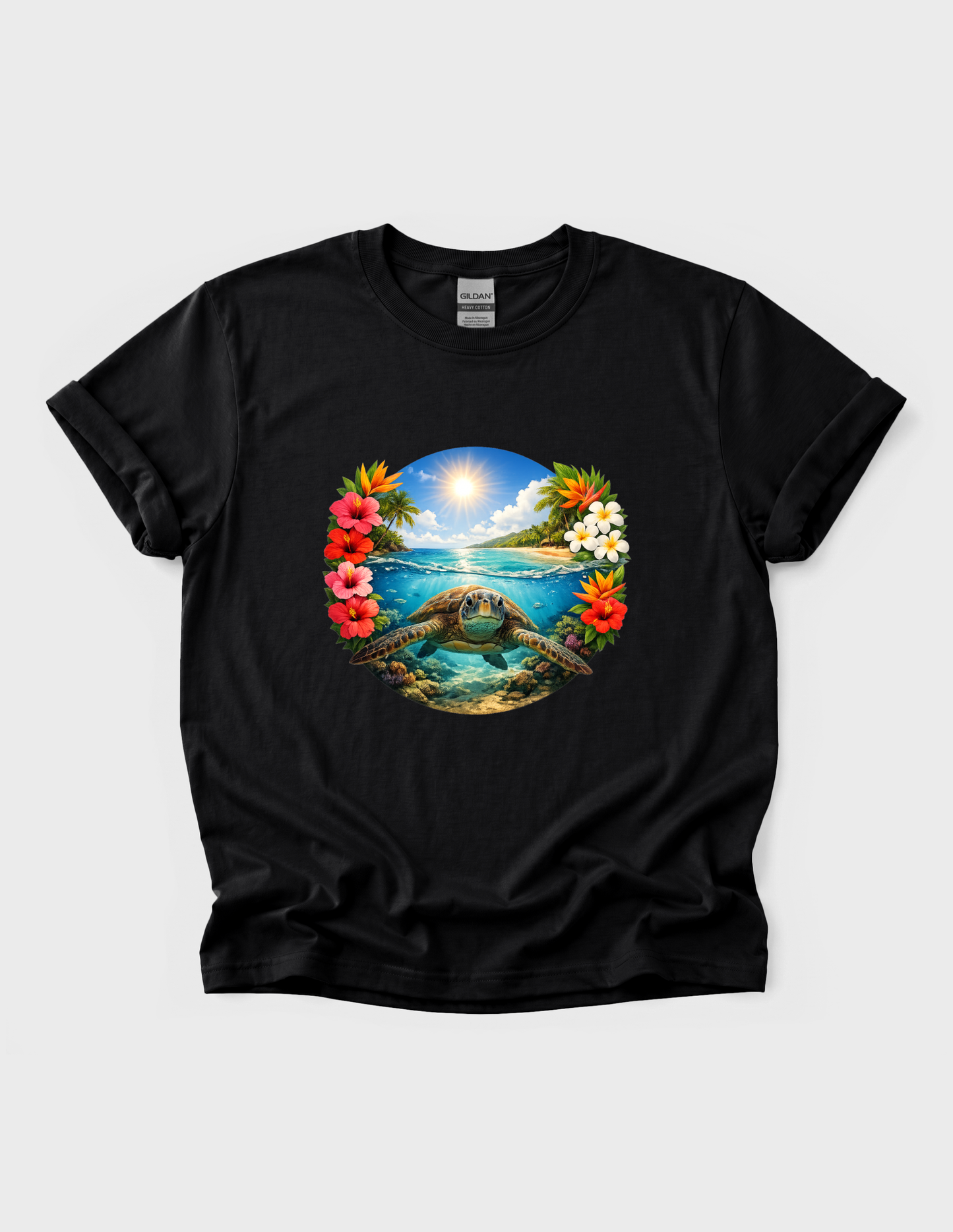 Sea Turtle Graphic Tee T-shirt or Sweatshirt ADULT Unisex Hoodie / Crewneck Ocean Underwater Tropical Floral Colorful Beach Summer Vibes Gift