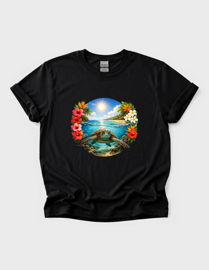 Sea Turtle Graphic Tee T-shirt or Sweatshirt ADULT Unisex Hoodie / Crewneck Ocean Underwater Tropical Floral Colorful Beach Summer Vibes Gift