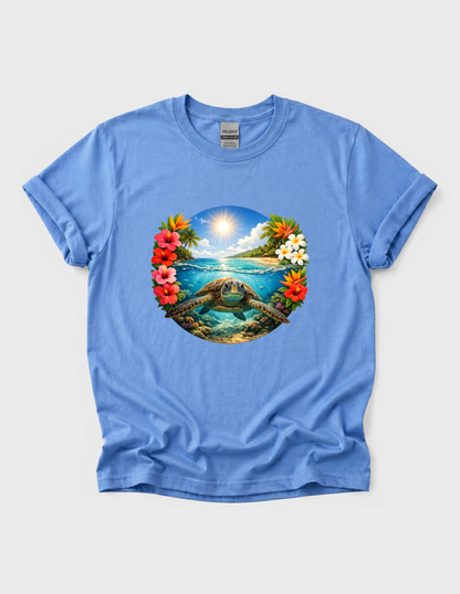 Sea Turtle Graphic Tee T-shirt or Sweatshirt ADULT Unisex Hoodie / Crewneck Ocean Underwater Tropical Floral Colorful Beach Summer Vibes Gift