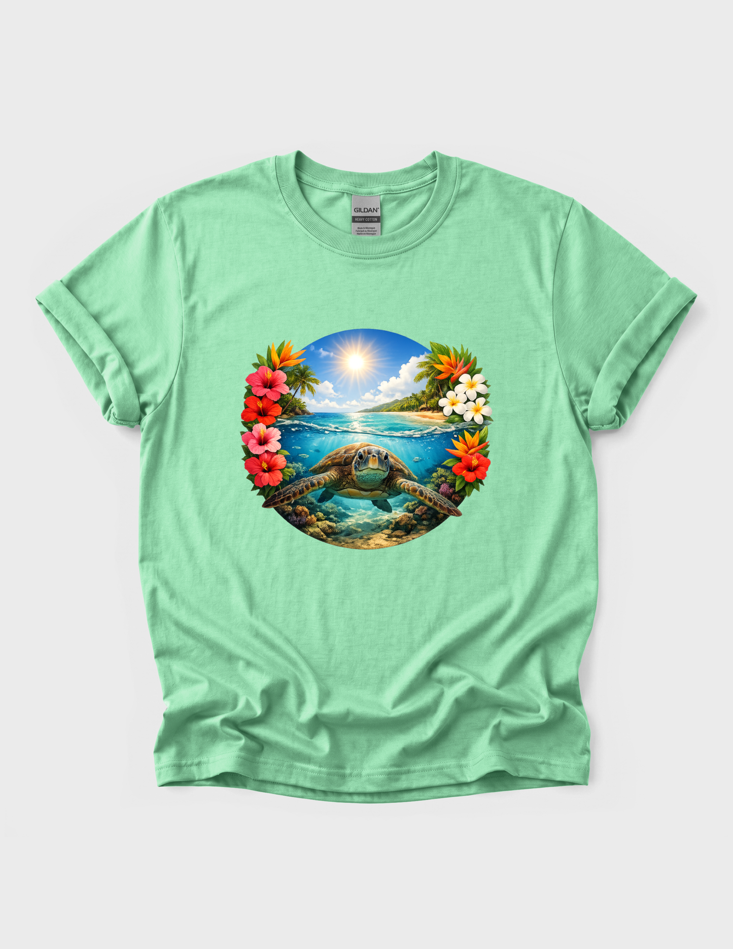Sea Turtle Graphic Tee T-shirt or Sweatshirt ADULT Unisex Hoodie / Crewneck Ocean Underwater Tropical Floral Colorful Beach Summer Vibes Gift