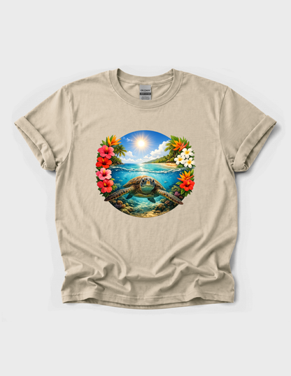 Sea Turtle Graphic Tee T-shirt or Sweatshirt ADULT Unisex Hoodie / Crewneck Ocean Underwater Tropical Floral Colorful Beach Summer Vibes Gift
