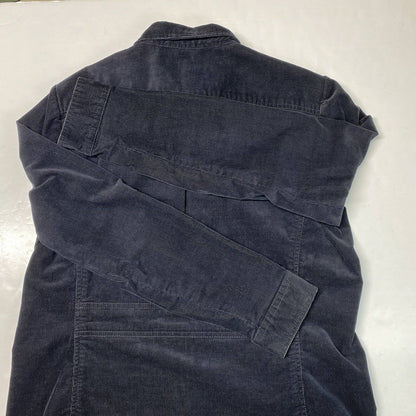 Lands End Corduroy Jacket 14 Womens Black Button Up Shacket Long Sleeve Pockets