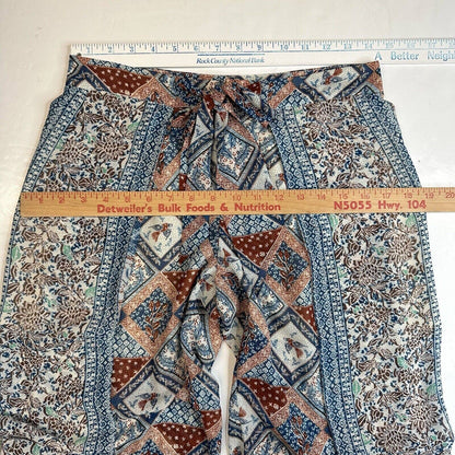 Elevenses Wide Leg Pants Sz 0 Seaflower Pattern Sheer Flowy Boho Anthropologie