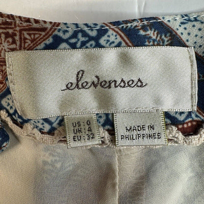 Elevenses Wide Leg Pants Sz 0 Seaflower Pattern Sheer Flowy Boho Anthropologie