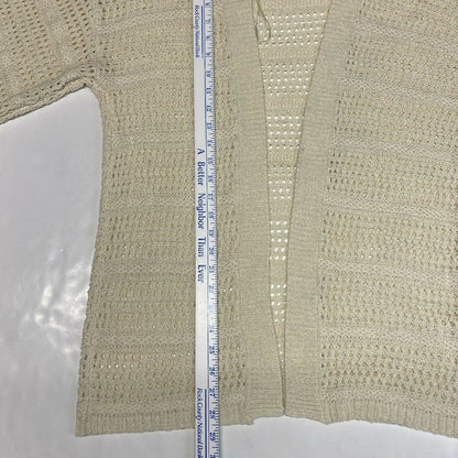 Anthropologie Open Knit Cardigan One Size Beige Open Front Short Sleeve Sweater