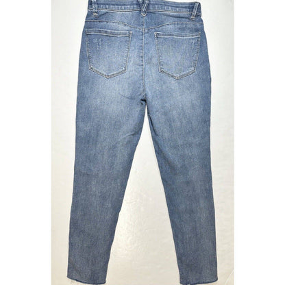 Democracy Ab Technology Skinny Ankle Jeans 8 High Rise Stretch Denim Fray EUC