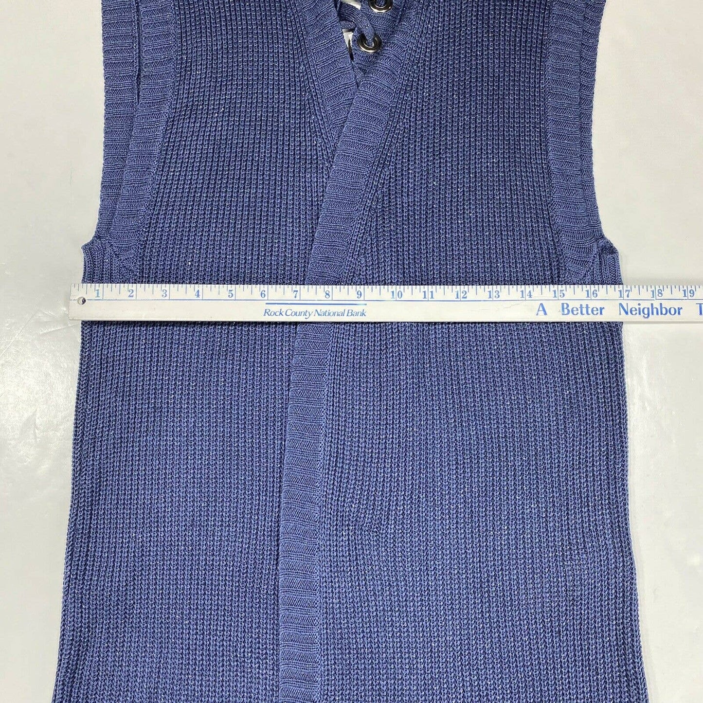 Chico's Open Front Long Cardigan Sz 2 (US 12/Large) Blue Periwinkle Sleeveless