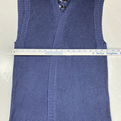 Chico's Open Front Long Cardigan Sz 2 (US 12/Large) Blue Periwinkle Sleeveless