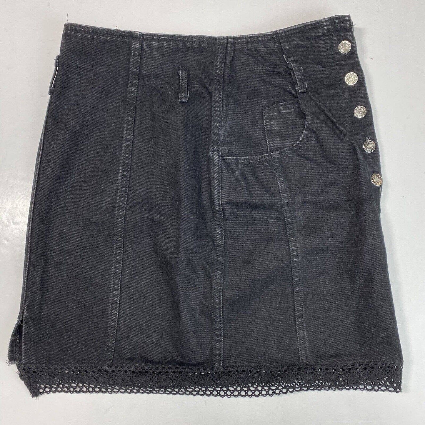 Vintage Jean St. Tropez Denim Skirt Sz 13/14 Black 100% Cotton *Measures Smaller
