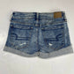 American Eagle Shorts Sz 2 Womens Next Level Stretch Denim Jean Raw Hem Holes