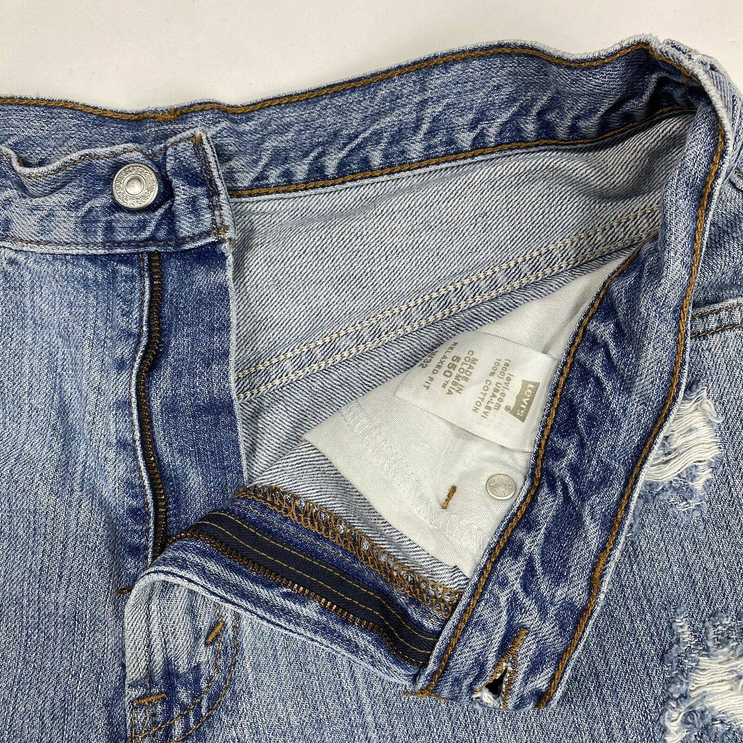 Levis 550 Cut Off Mom Shorts Sz 32 (30"Waist) Hi-Rise Denim Jean Distress Holes
