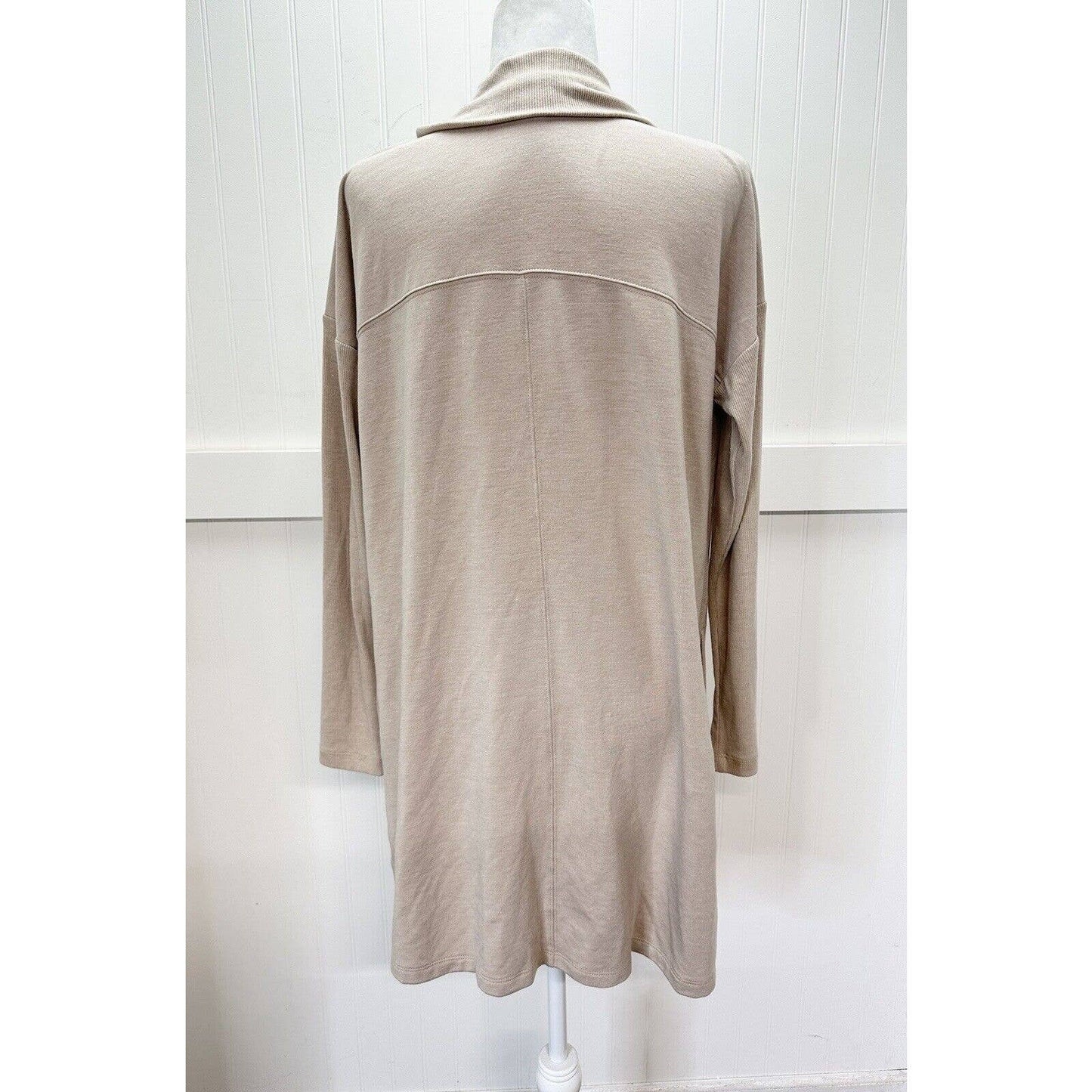 J.Jill Fit Open Front Cardigan Sz Medium Neutral Beige Long Sweater Modal Blend
