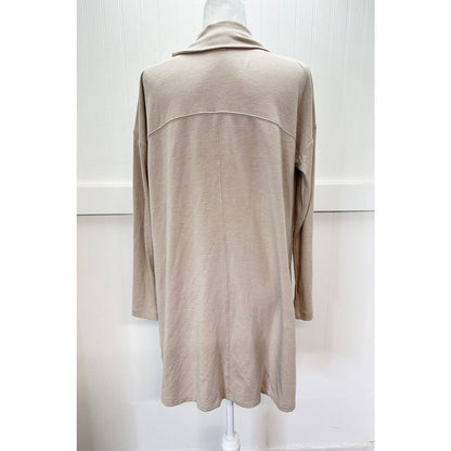 J.Jill Fit Open Front Cardigan Sz Medium Neutral Beige Long Sweater Modal Blend