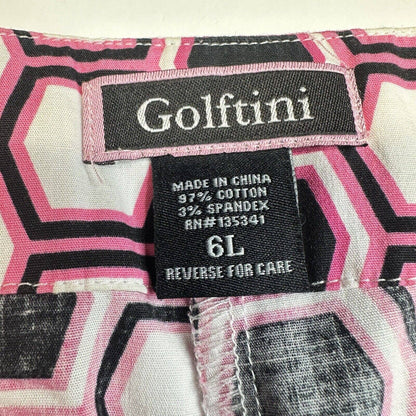 Golftini Skort 6 Long Pink Hexagon Pattern Activewear Tennis Skirt Shorts *Flaw