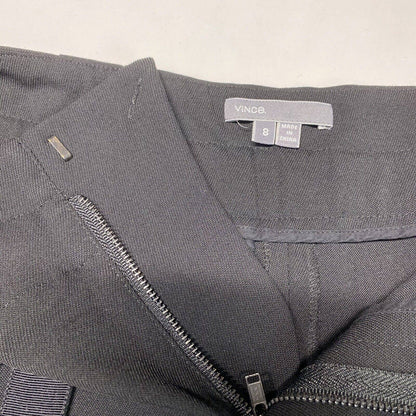 Vince Ankle Crop Dress Pants Sz 8 Women Black High Rise Belted Wool Blend Career