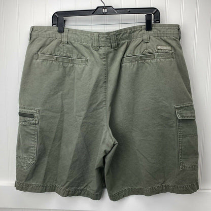 Columbia Cargo Shorts Sz 40 Mens Olive Green Denim 100%Cotton 22”Long