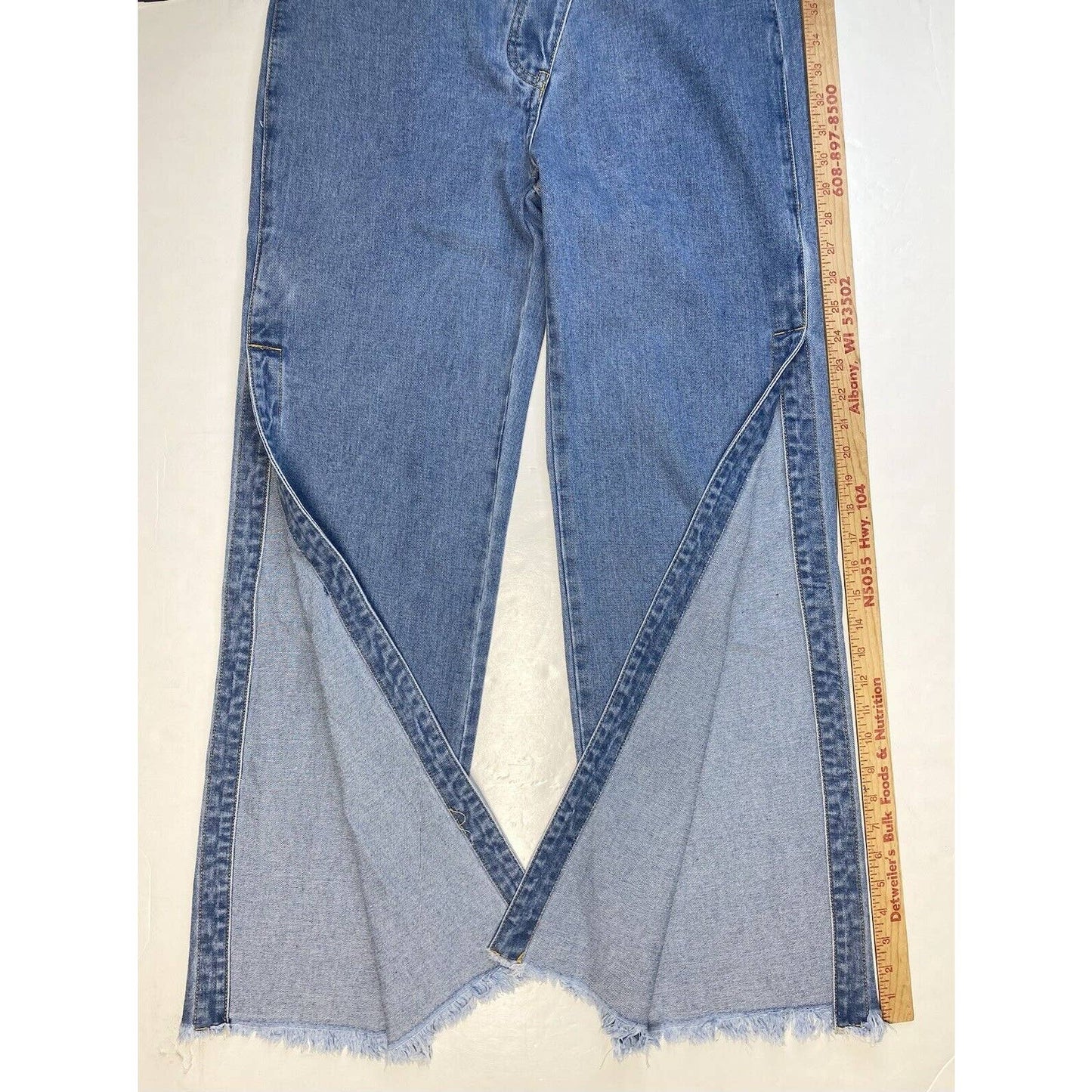 Litz by Uniq Wide Relaxed Jeans Med (28"Waist) Crossover Button Fly Open Sides