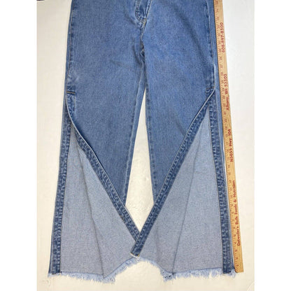 Litz by Uniq Wide Relaxed Jeans Med (28"Waist) Crossover Button Fly Open Sides