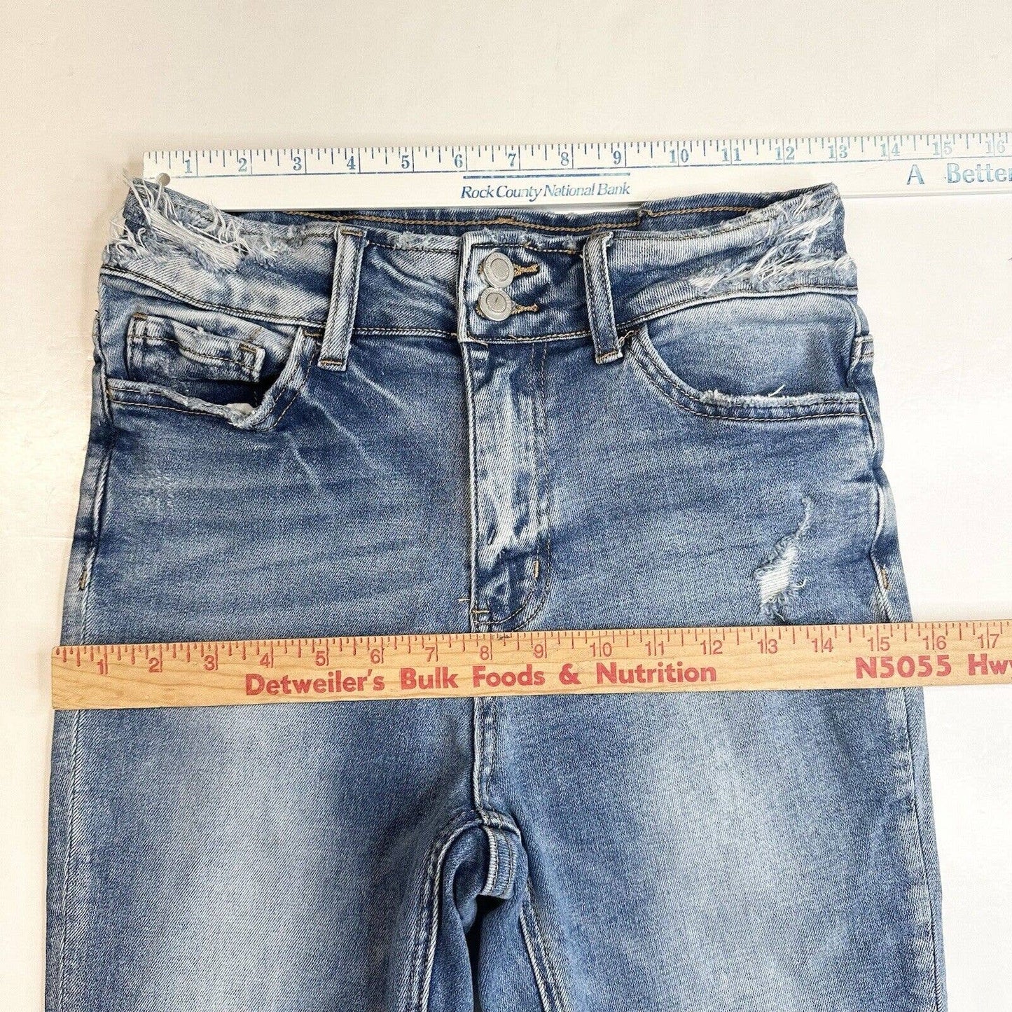 Bridge By Gly Ultra High Rise Super Flare Jeans 27 Stretch Denim Distressed Fray