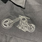 Johnny Suede Button Up Shirt Mens L Black Embroidered Motorcycle Biker USA EUC