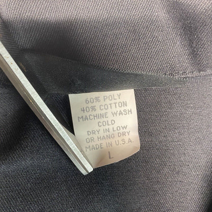 Johnny Suede Button Up Shirt Mens L Black Embroidered Motorcycle Biker USA EUC